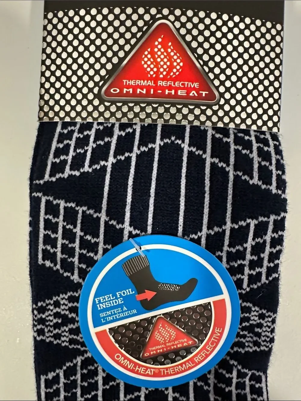 COLUMBIA Navy White Omni-Heat® Ski Socks Merino Wool Blend Over the Calf